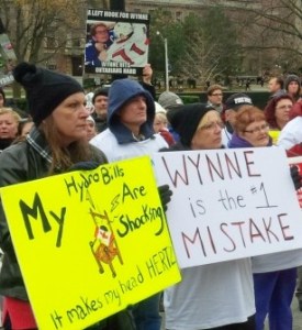 One of many demonstrations held at Queen's Park in recent times over the mess Wynne government, and the government's last premier, Dalton McGuinty, have made of hydro services.