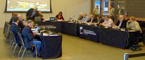 The Niagara Peninsula Conservation Authority's board holding a meeting this ;past January. Photo by Doug Draper